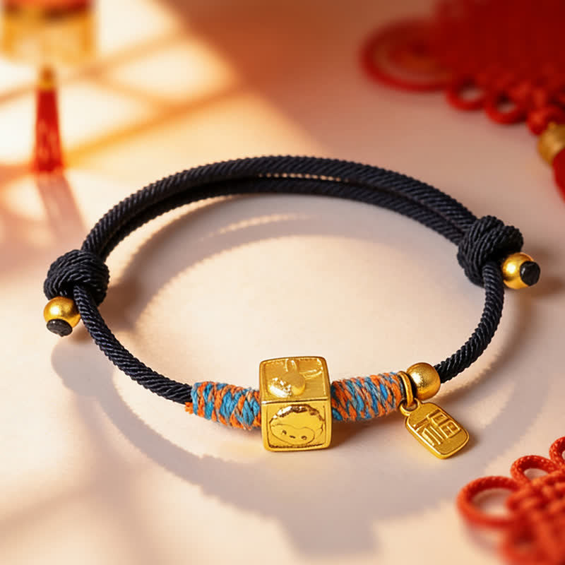 Nimara Ritual Handmade Red String Chinese Zodiac Luck Fu Charm Bracelet