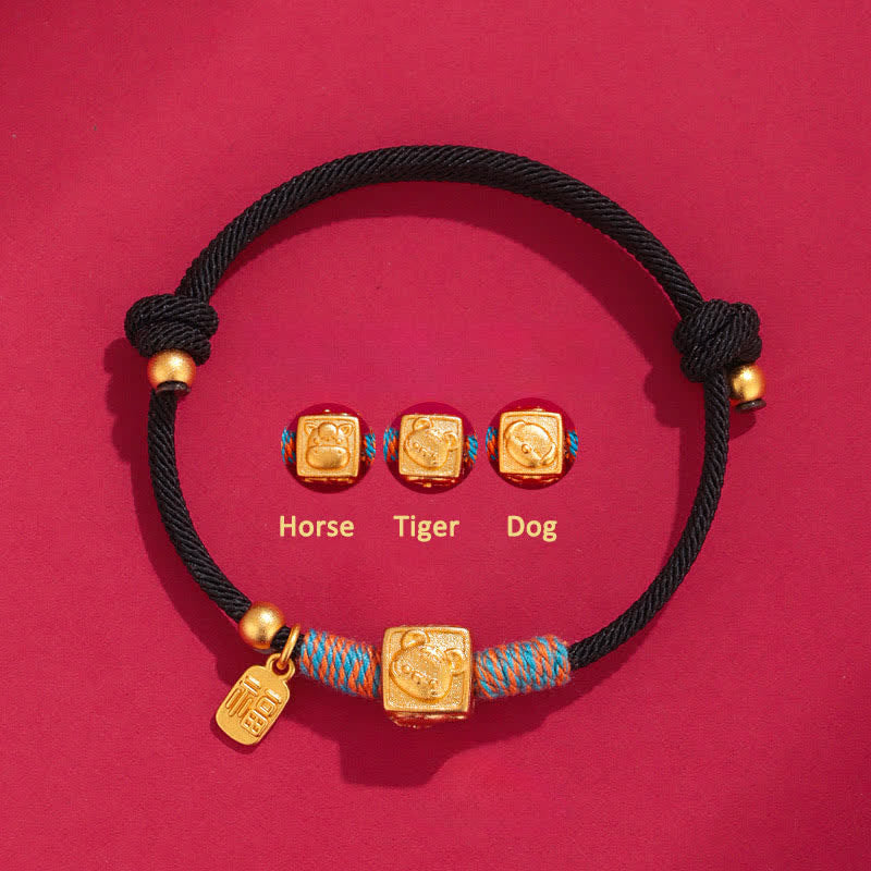Nimara Ritual Handmade Red String Chinese Zodiac Luck Fu Charm Bracelet