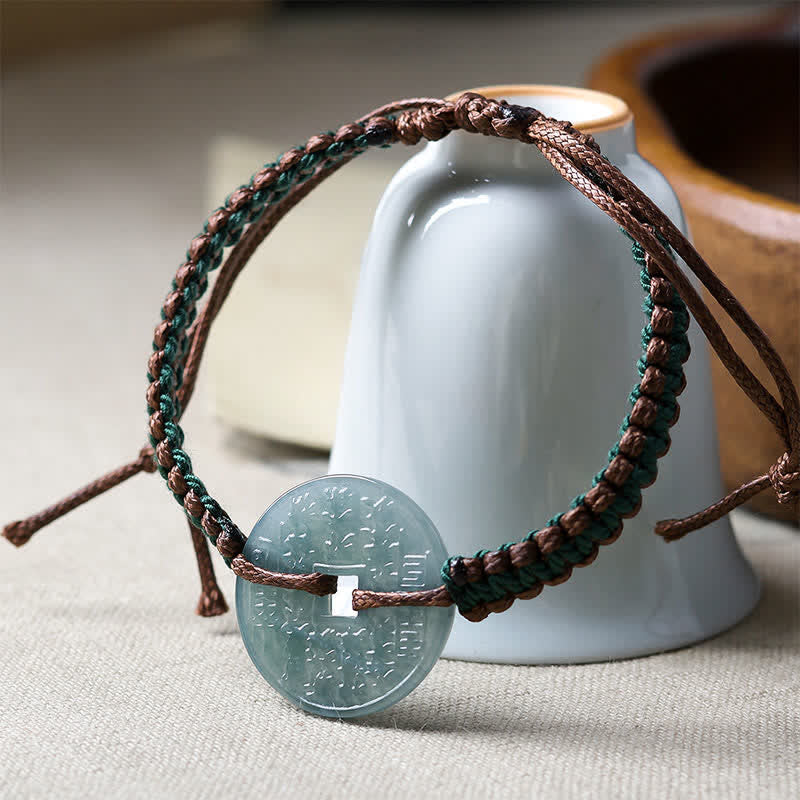 Nimara Ritual Jade Peace Buckle Hand-Woven Tranquility Adjustable Bracelet