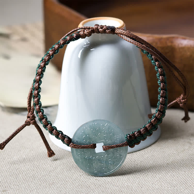 Nimara Ritual Jade Peace Buckle Hand-Woven Tranquility Adjustable Bracelet