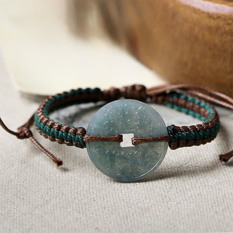 Nimara Ritual Jade Peace Buckle Hand-Woven Tranquility Adjustable Bracelet