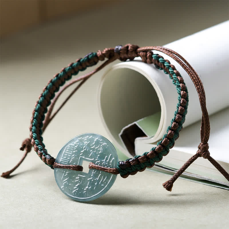 Nimara Ritual Jade Peace Buckle Hand-Woven Tranquility Adjustable Bracelet