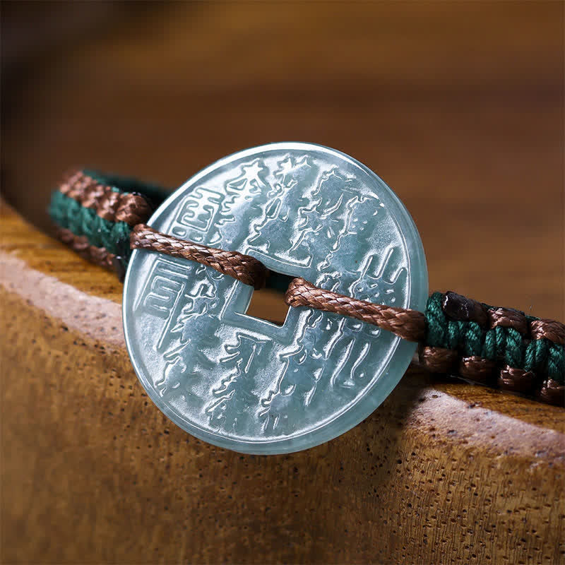Nimara Ritual Jade Peace Buckle Hand-Woven Tranquility Adjustable Bracelet