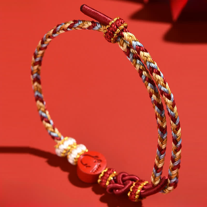 Blessing and Concentration Cinnabar Chinese Zodiac Hand-Woven Red String Bracelet