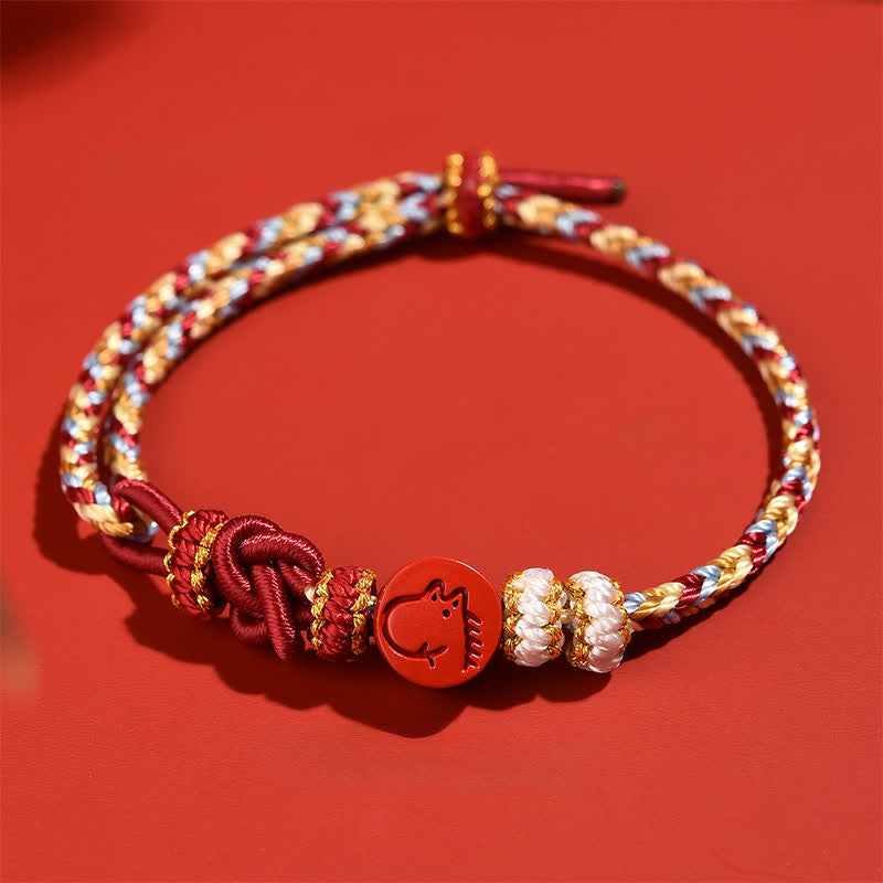 Blessing and Concentration Cinnabar Chinese Zodiac Hand-Woven Red String Bracelet