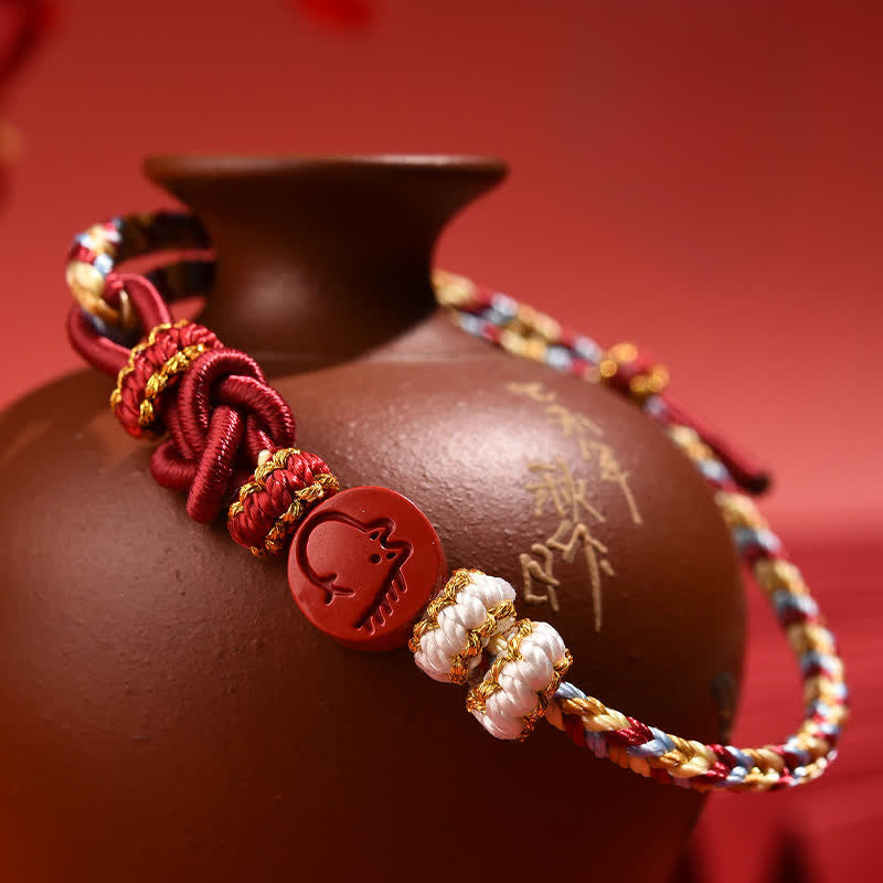 Nimara Ritual Cinnabar Chinese Zodiac Concentration Hand-Woven Red String Bracelet