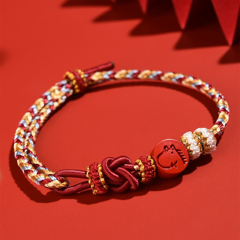 Blessing and Concentration Cinnabar Chinese Zodiac Hand-Woven Red String Bracelet