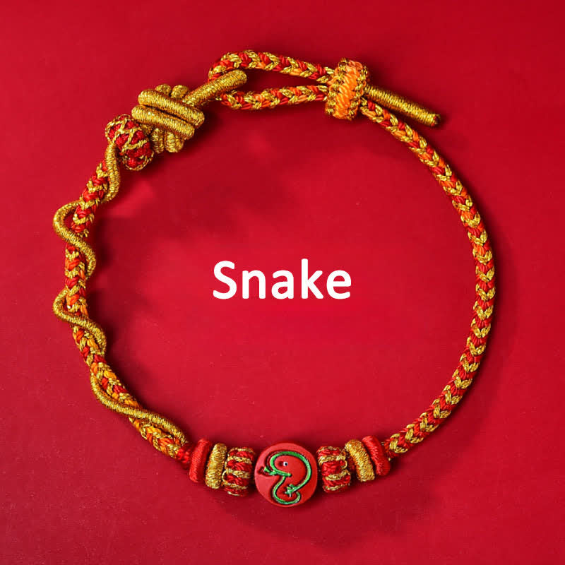 Nimara Ritual Cinnabar Chinese Zodiac Blessing Hand-Woven Red String Bracelet