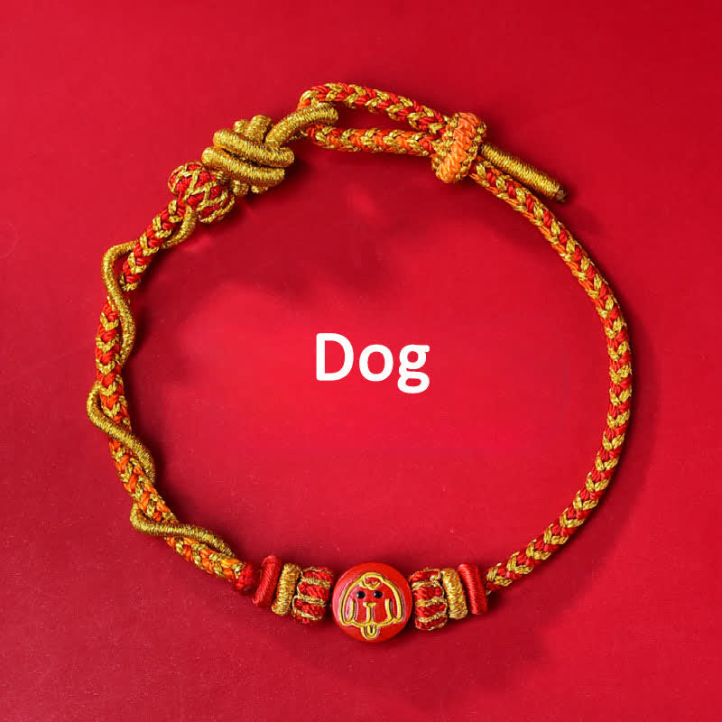 Nimara Ritual Cinnabar Chinese Zodiac Blessing Hand-Woven Red String Bracelet