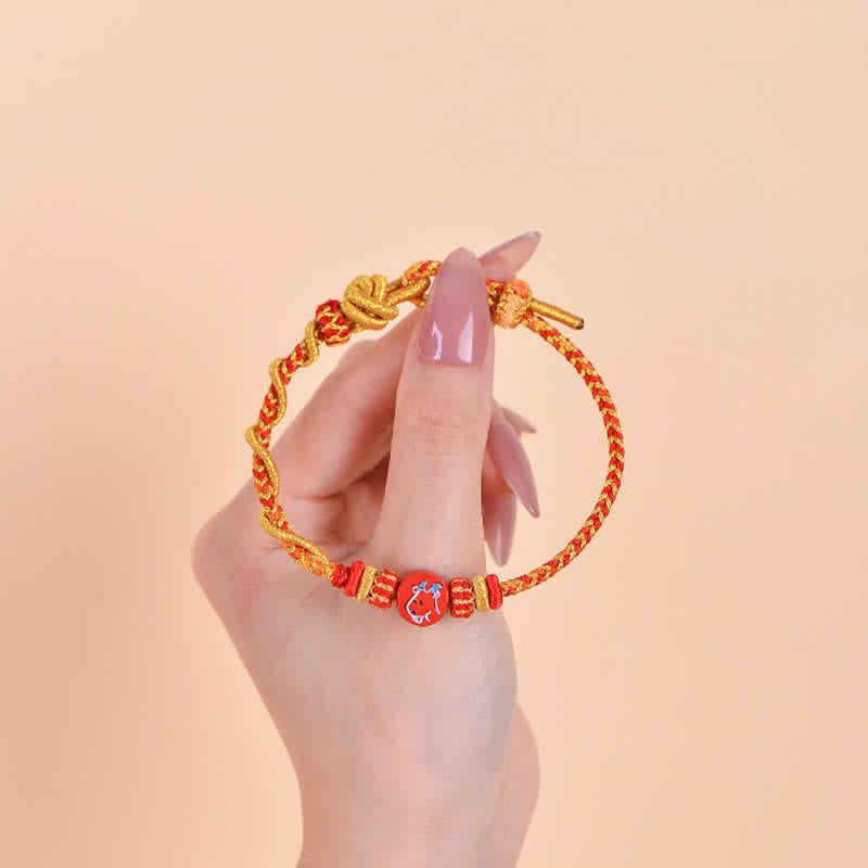 Nimara Ritual Cinnabar Chinese Zodiac Blessing Hand-Woven Red String Bracelet