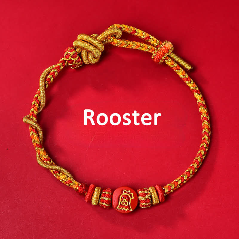 Nimara Ritual Cinnabar Chinese Zodiac Blessing Hand-Woven Red String Bracelet
