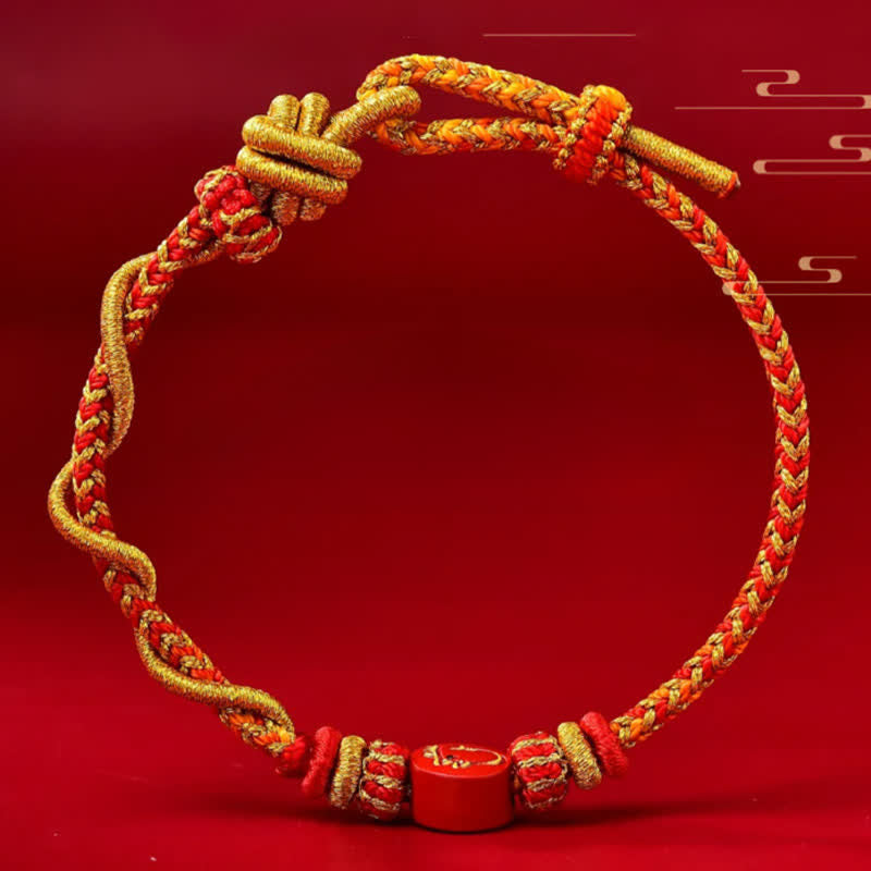 Nimara Ritual Cinnabar Chinese Zodiac Blessing Hand-Woven Red String Bracelet