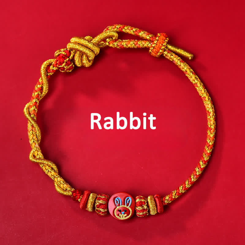 Nimara Ritual Cinnabar Chinese Zodiac Blessing Hand-Woven Red String Bracelet