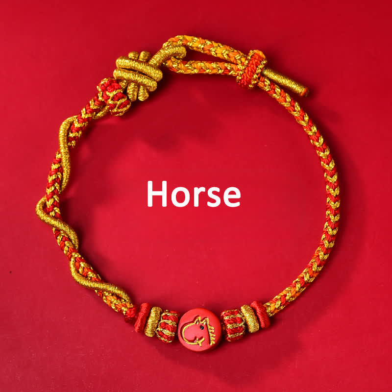 Nimara Ritual Cinnabar Chinese Zodiac Blessing Hand-Woven Red String Bracelet