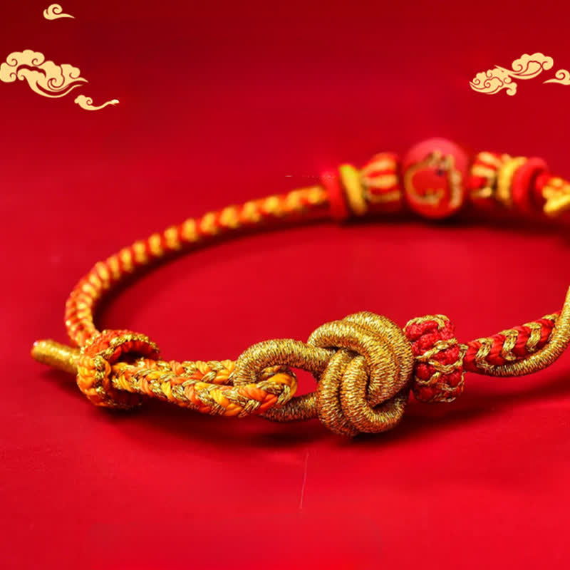 Nimara Ritual Cinnabar Chinese Zodiac Blessing Hand-Woven Red String Bracelet
