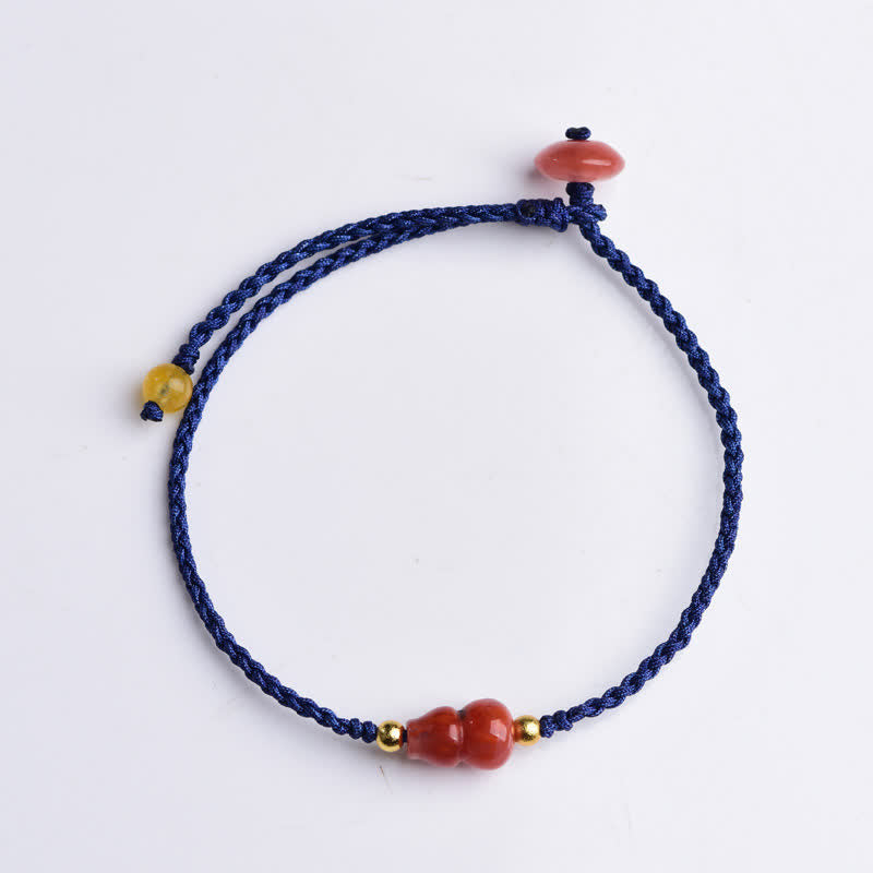 Nimara Ritual South Red Agate Gourd Positive Hand-Woven Blue String Bracelet