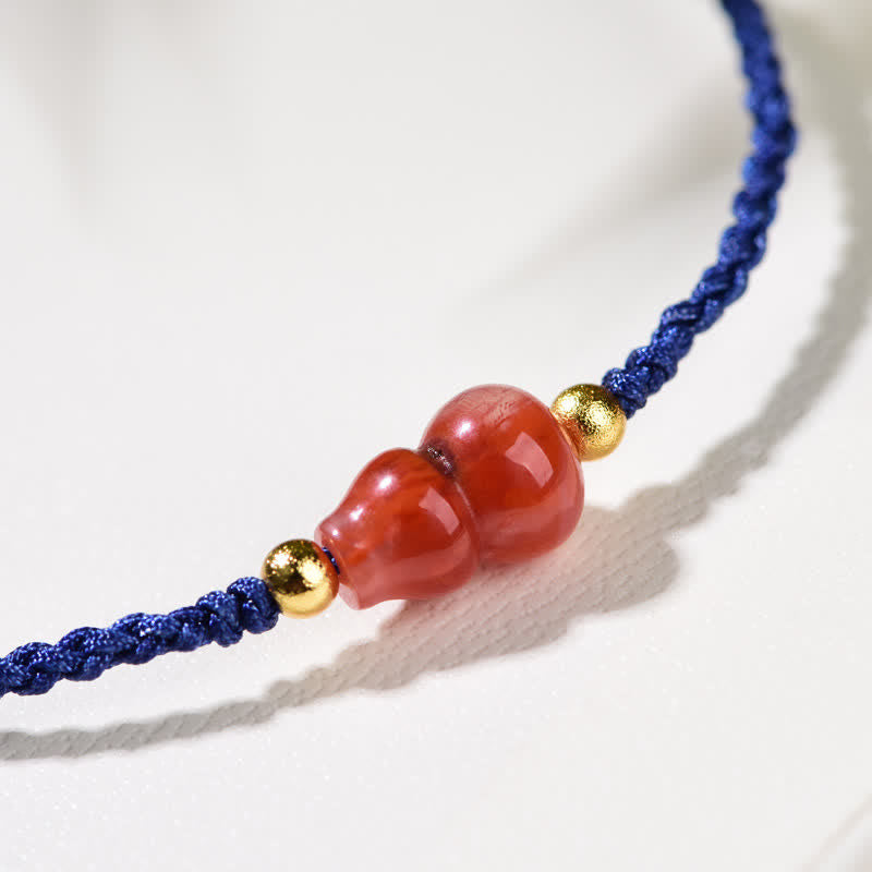 Nimara Ritual South Red Agate Gourd Positive Hand-Woven Blue String Bracelet