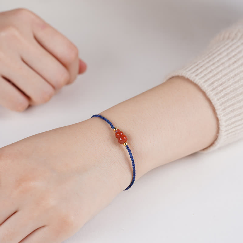 Nimara Ritual South Red Agate Gourd Positive Hand-Woven Blue String Bracelet