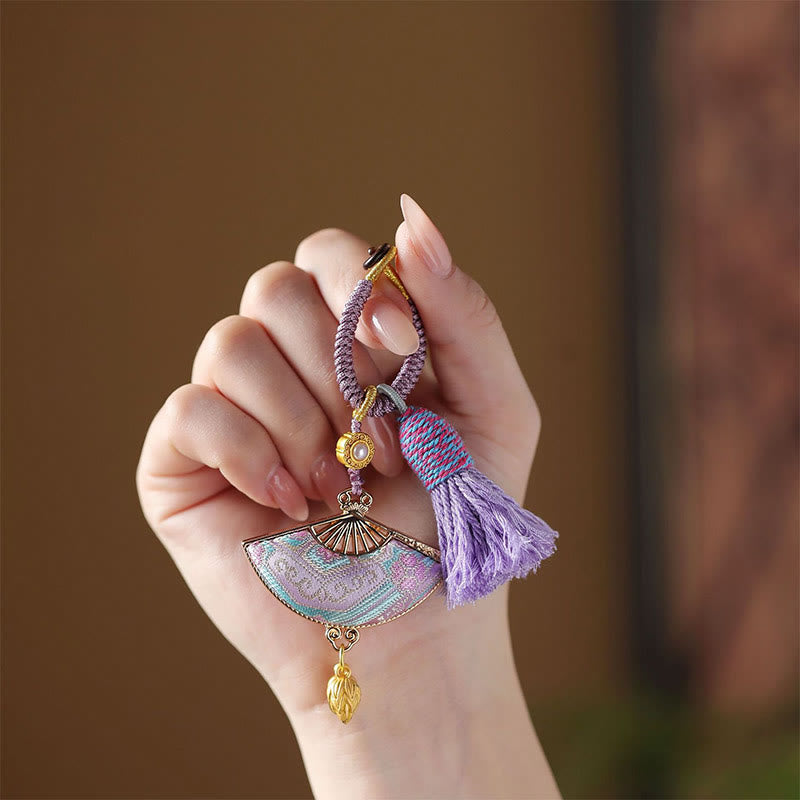 Nimara Ritual Song Brocade Fan Blessing Keychain