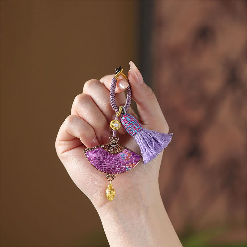 Nimara Ritual Song Brocade Fan Blessing Keychain