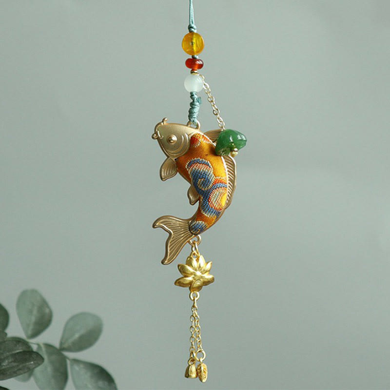 Nimara Ritual Song Brocade Koi Fish Lotus Wealth Keychain