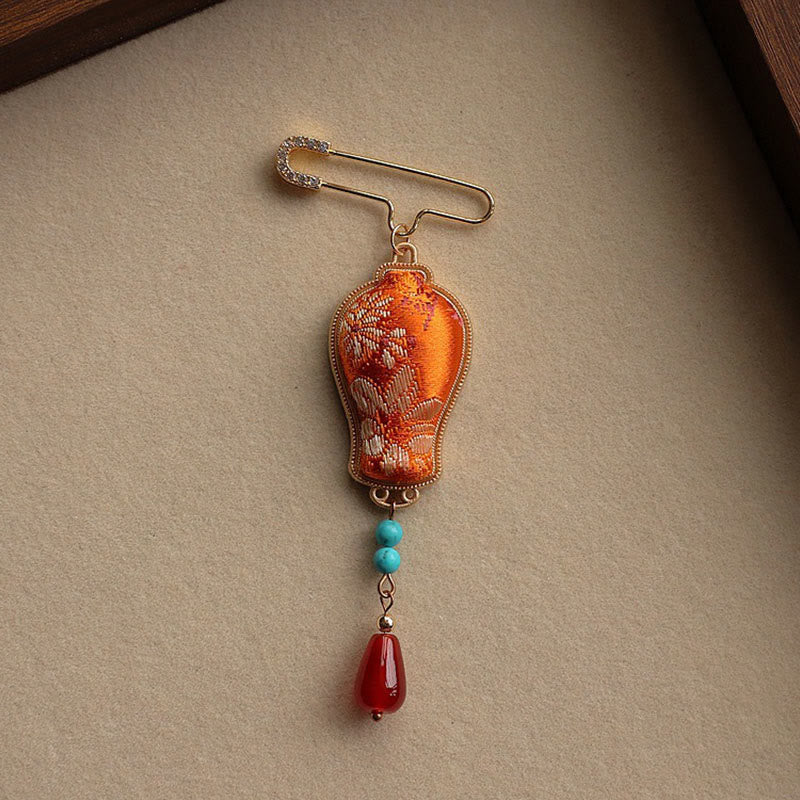 Nimara Ritual Song Brocade Vase Design Elegant Brooch