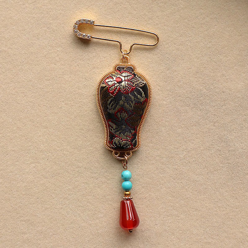 Nimara Ritual Song Brocade Vase Design Elegant Brooch
