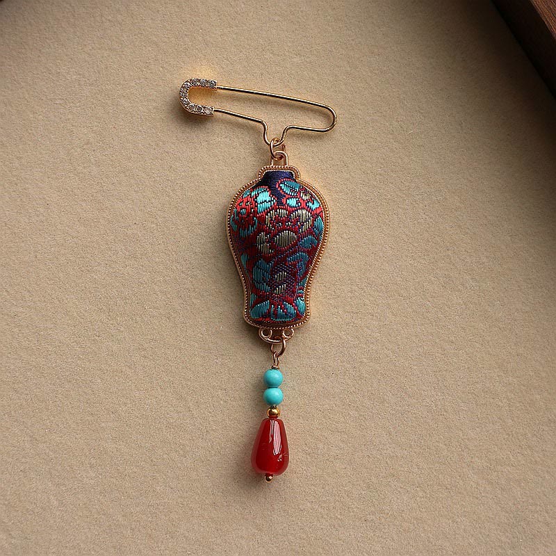 Nimara Ritual Song Brocade Vase Design Elegant Brooch