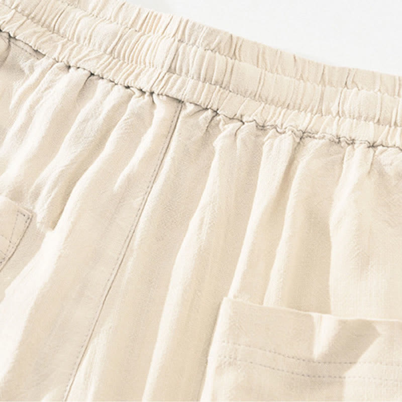 Nimara Ritual Summer Casual Vintage Drawstring Solid Long Pants Men's Tapered Pants With Pockets