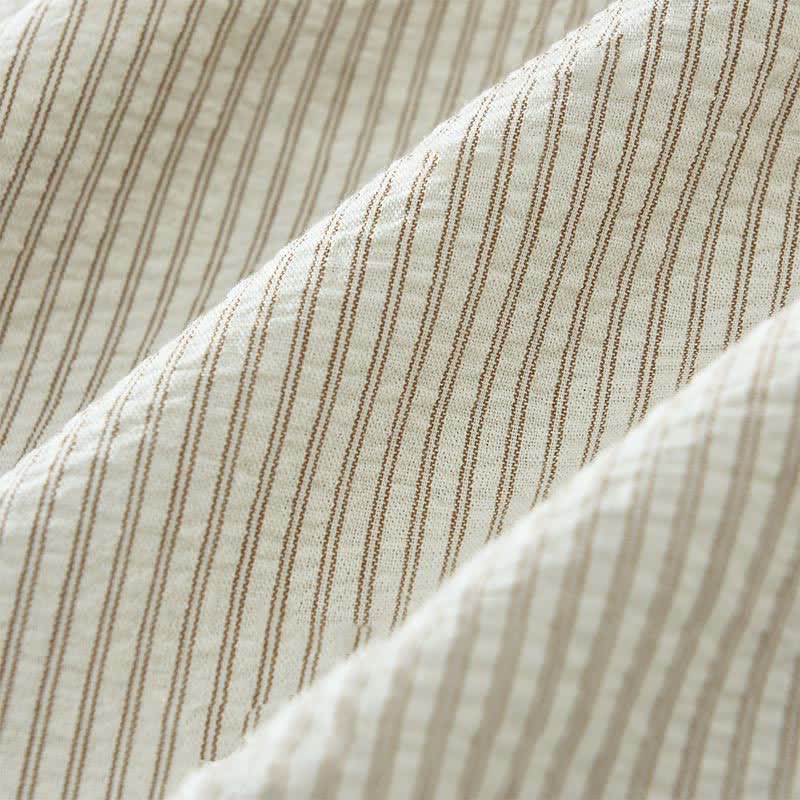 Nimara Ritual Summer Casual Button-Up Striped Cotton Men's Short Sleeve Shirts With Decorative Pocket