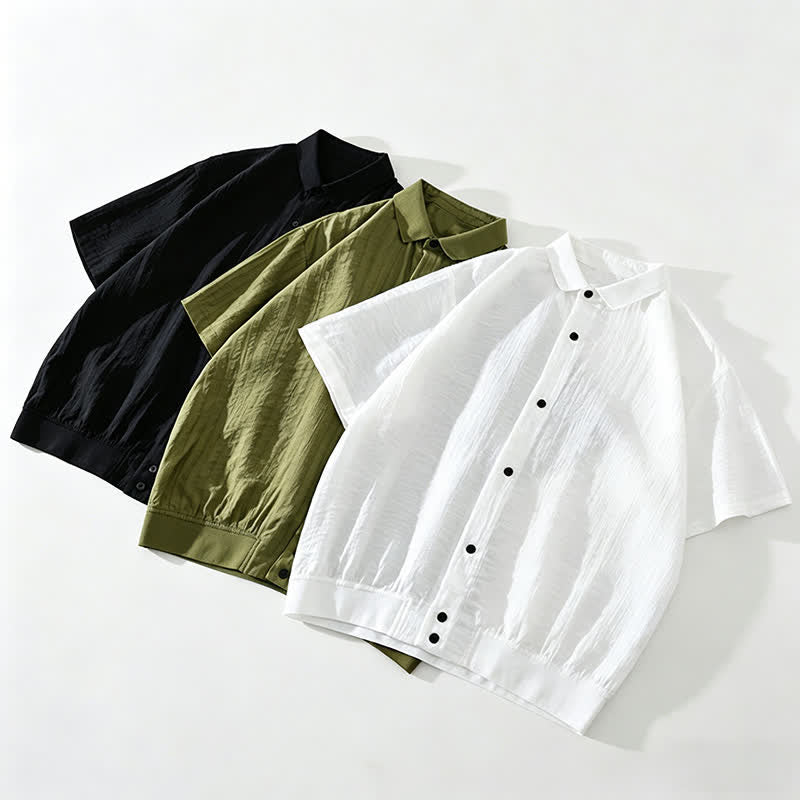 Nimara Ritual Summer Casual Minimalist Button-Up Solid Men's Shirts
