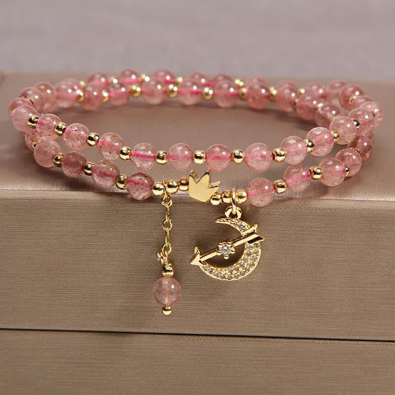 Purification and Protection Moon & Crown Double Wrap Beaded Bracelet