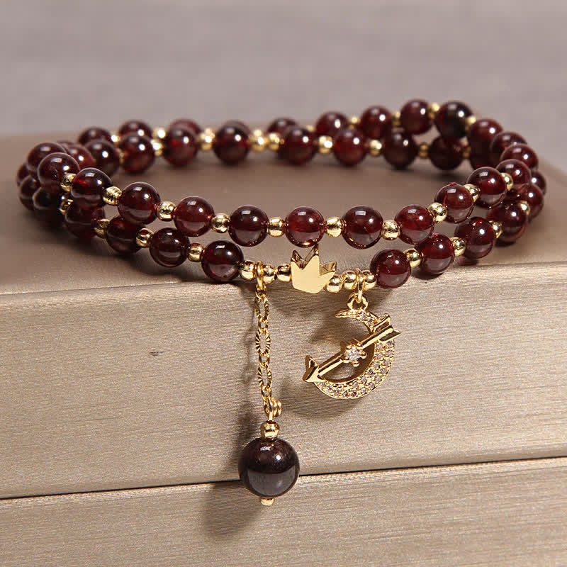 Purification and Protection Moon & Crown Double Wrap Beaded Bracelet