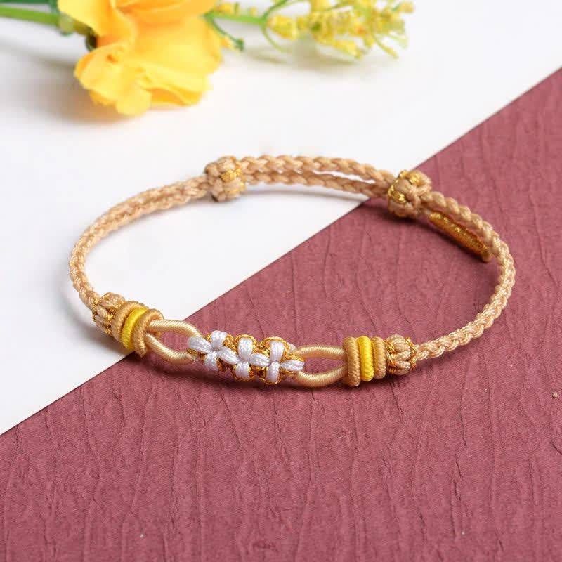 Nimara Ritual Handmade Peach Blossom Knot Adjustable String Luck Bracelet