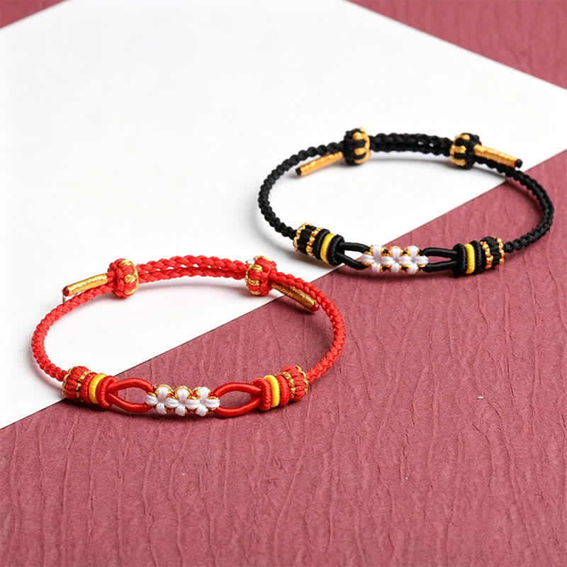 Nimara Ritual Handmade Peach Blossom Knot Adjustable String Luck Bracelet