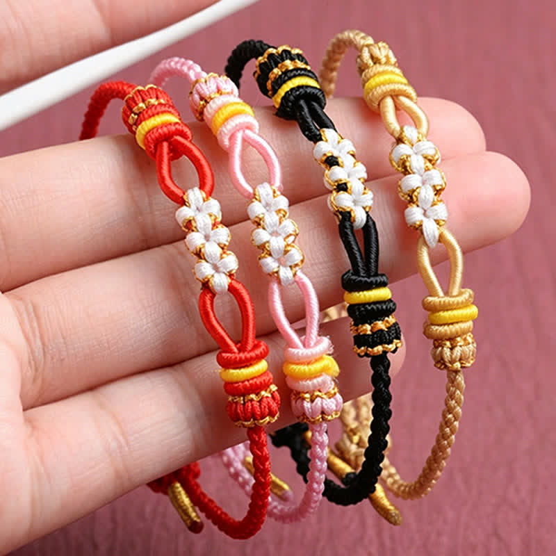 Nimara Ritual Handmade Peach Blossom Knot Adjustable String Luck Bracelet