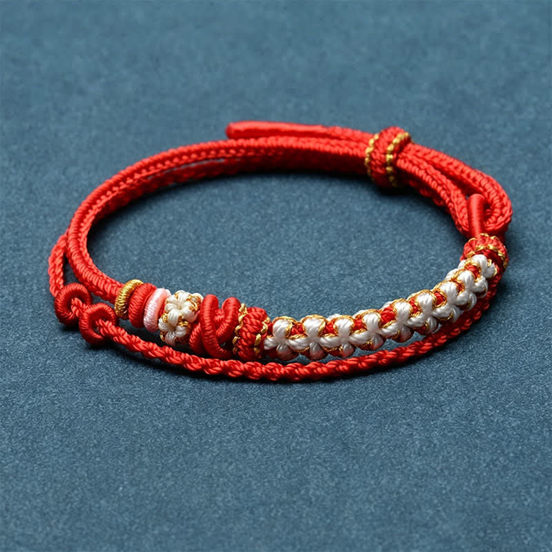 Nimara Ritual Hand-Woven String Peach Blossom Knotting Connection Double Layer Bracelet