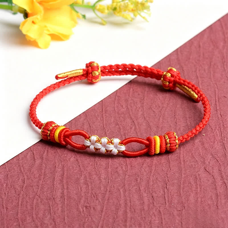 Nimara Ritual Handmade Peach Blossom Knot Adjustable String Luck Bracelet
