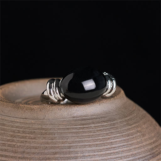 Nimara Ritual Oval Pattern Hematite Support Adjustable Ring