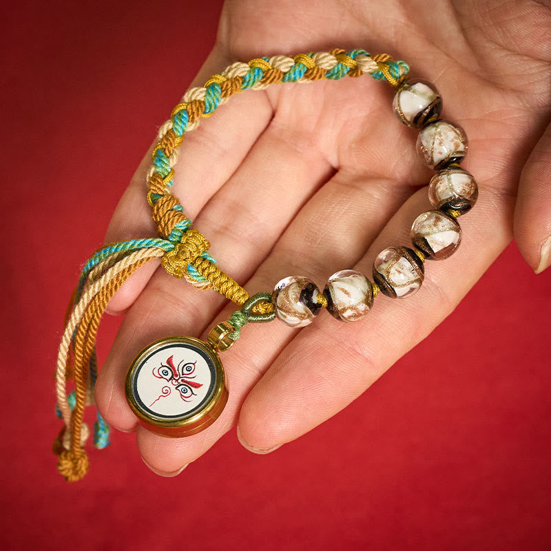 Nimara Ritual Tibetan Liuli Glass Bead Five Directions Gods Of Wealth Buddha Eye Blessing String Bracelet