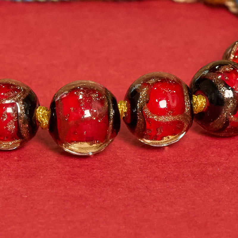 Nimara Ritual Tibetan Liuli Glass Bead Five Directions Gods Of Wealth Buddha Eye Blessing String Bracelet