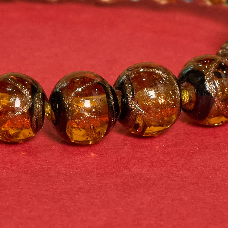 Nimara Ritual Tibetan Liuli Glass Bead Five Directions Gods Of Wealth Buddha Eye Blessing String Bracelet