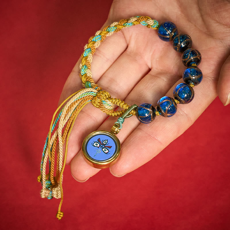 Nimara Ritual Tibetan Liuli Glass Bead Five Directions Gods Of Wealth Buddha Eye Blessing String Bracelet