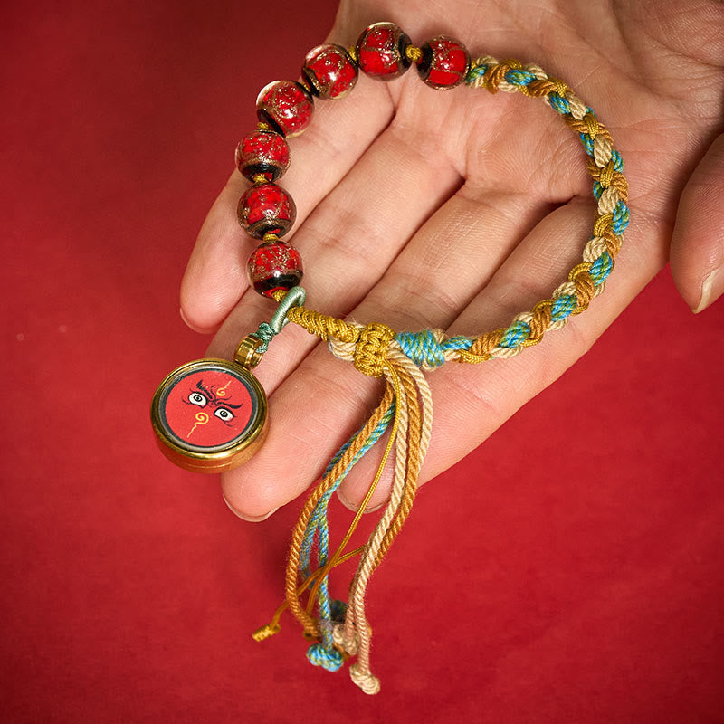 Nimara Ritual Tibetan Liuli Glass Bead Five Directions Gods Of Wealth Buddha Eye Blessing String Bracelet