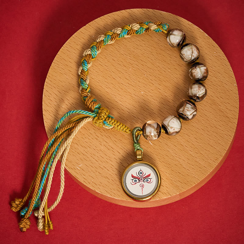 Nimara Ritual Tibetan Liuli Glass Bead Five Directions Gods Of Wealth Buddha Eye Blessing String Bracelet