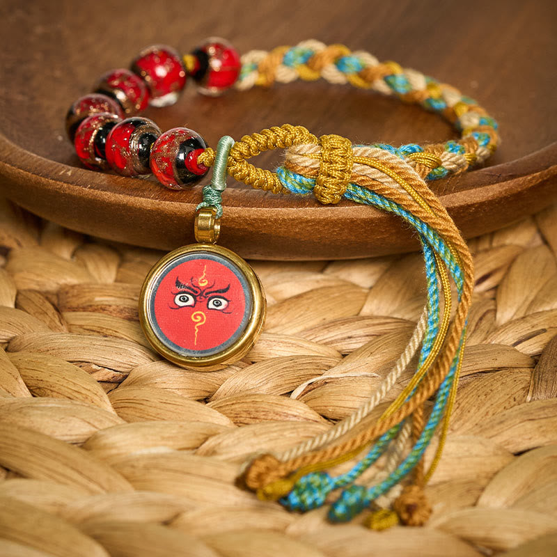 Nimara Ritual Tibetan Liuli Glass Bead Five Directions Gods Of Wealth Buddha Eye Blessing String Bracelet