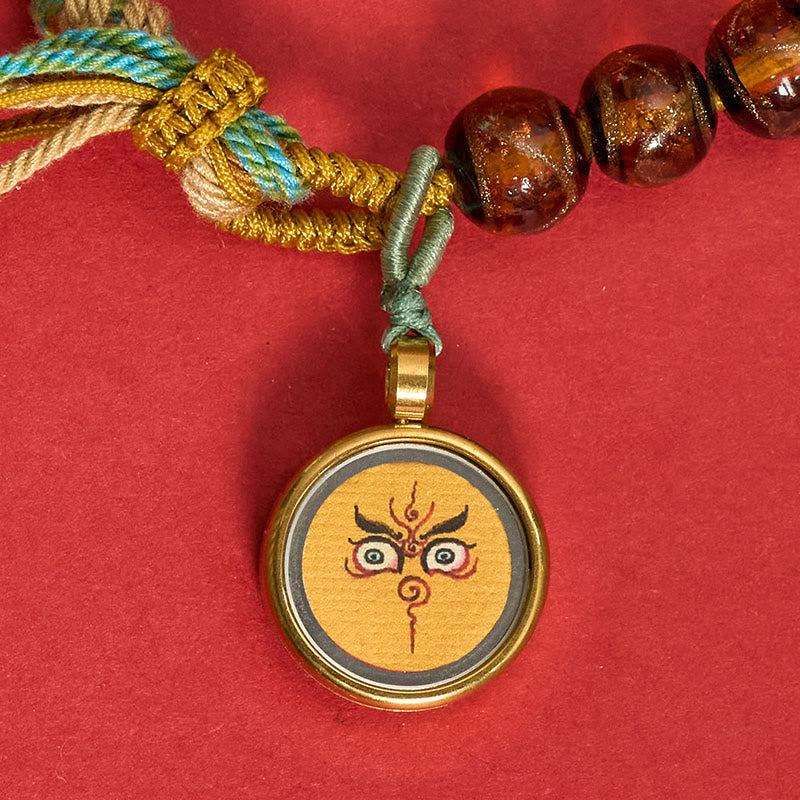 Nimara Ritual Tibetan Liuli Glass Bead Five Directions Gods Of Wealth Buddha Eye Blessing String Bracelet