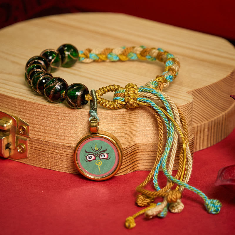 Nimara Ritual Tibetan Liuli Glass Bead Five Directions Gods Of Wealth Buddha Eye Blessing String Bracelet