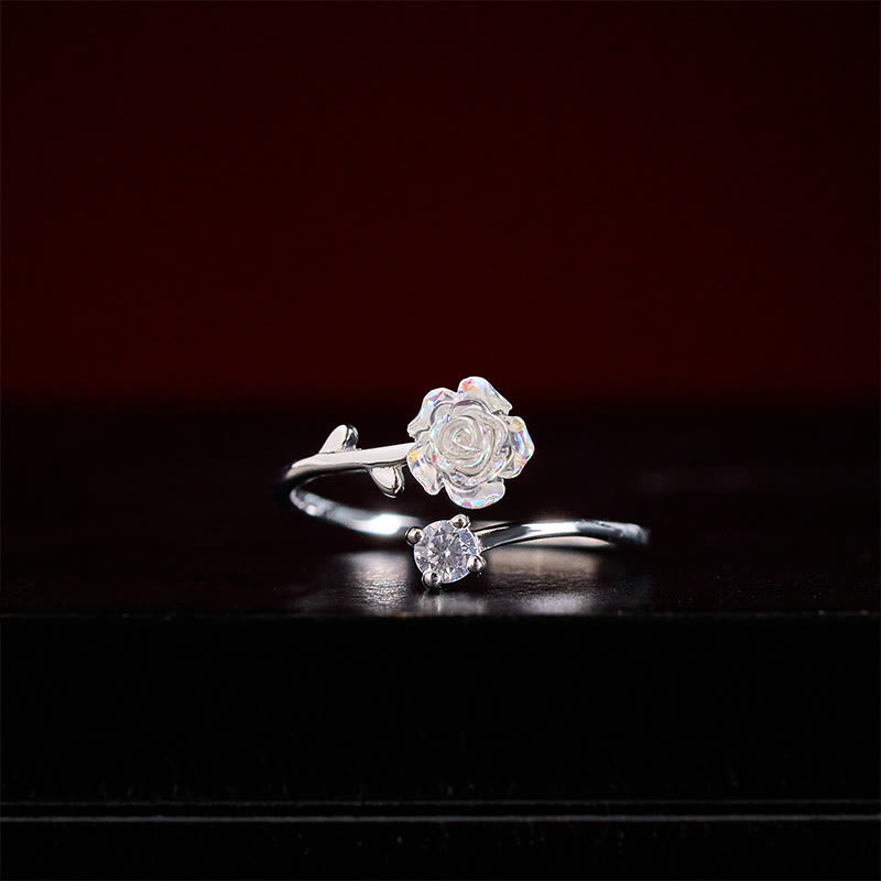 Nimara Ritual 999 Sterling Silver Zircon Flower Adjustable Protection Ring