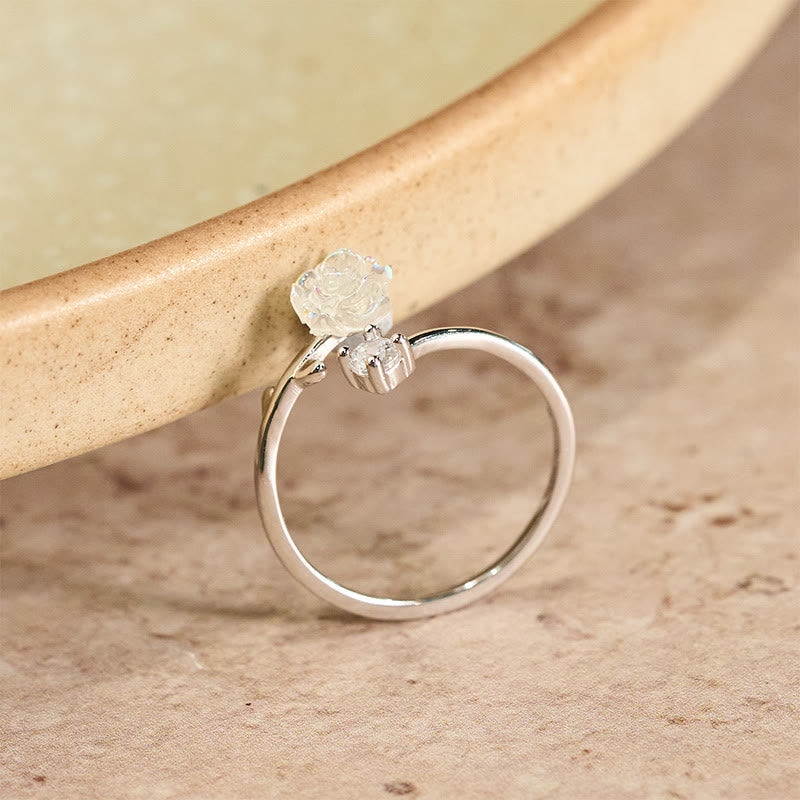 Nimara Ritual 999 Sterling Silver Zircon Flower Adjustable Protection Ring